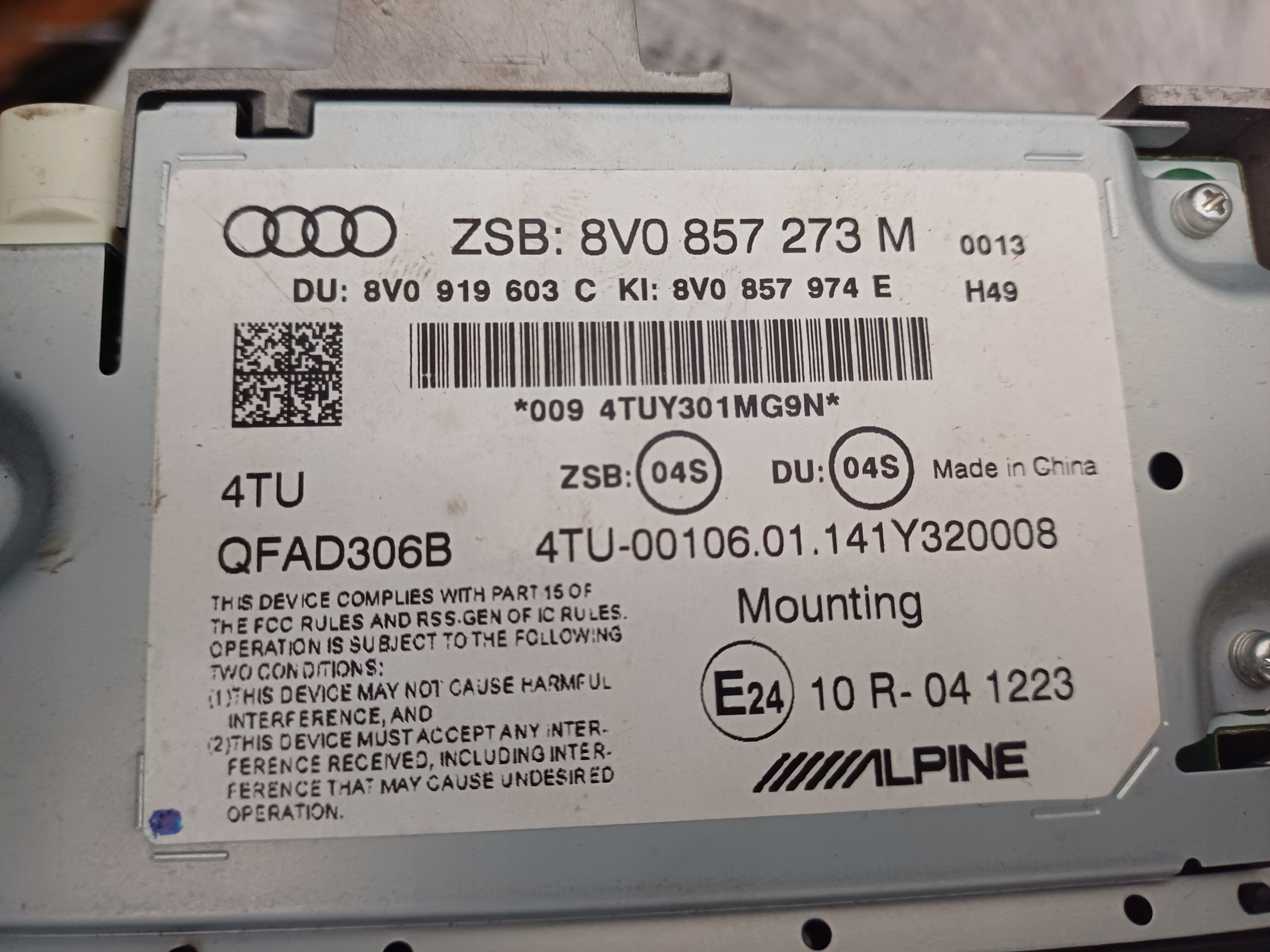 Audi A3 S3 8V монитор экран дисплей Номер. 8V0857273M