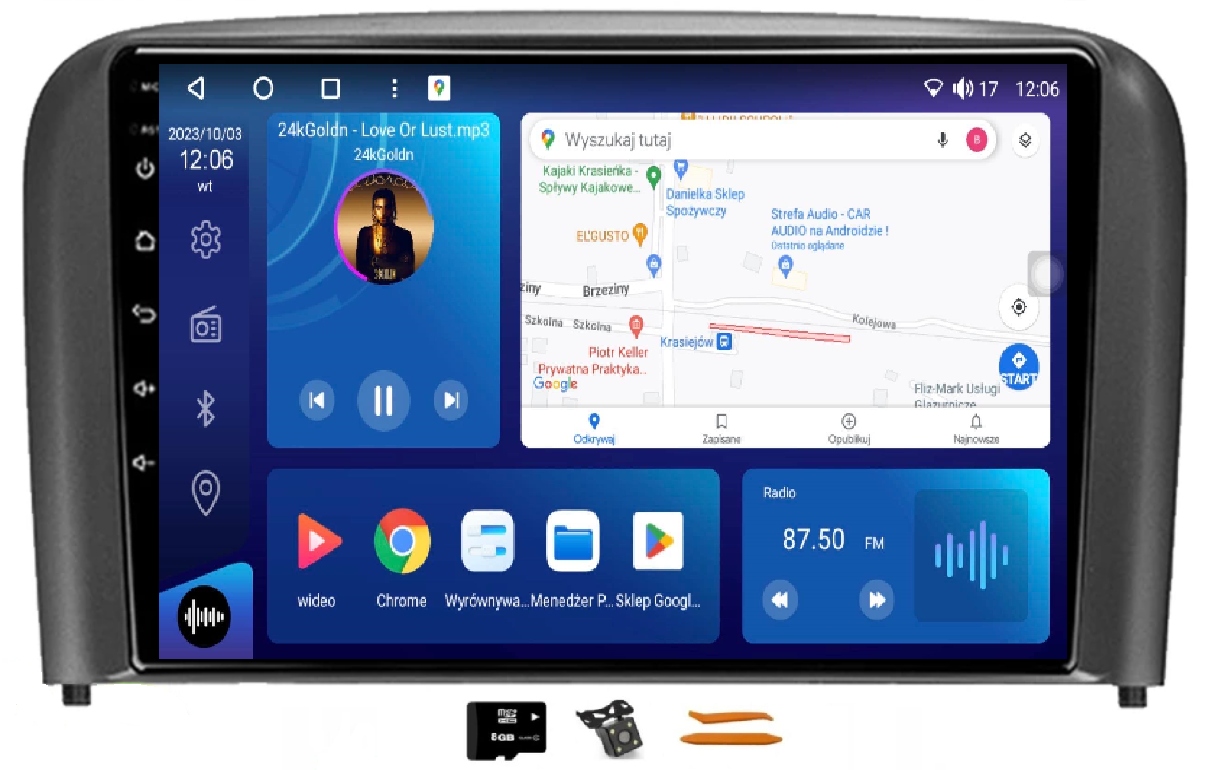 Rádio Android Naiwgácia Qled Carplay Lte 256GB Gps Dsp Volvo S80 98-06
