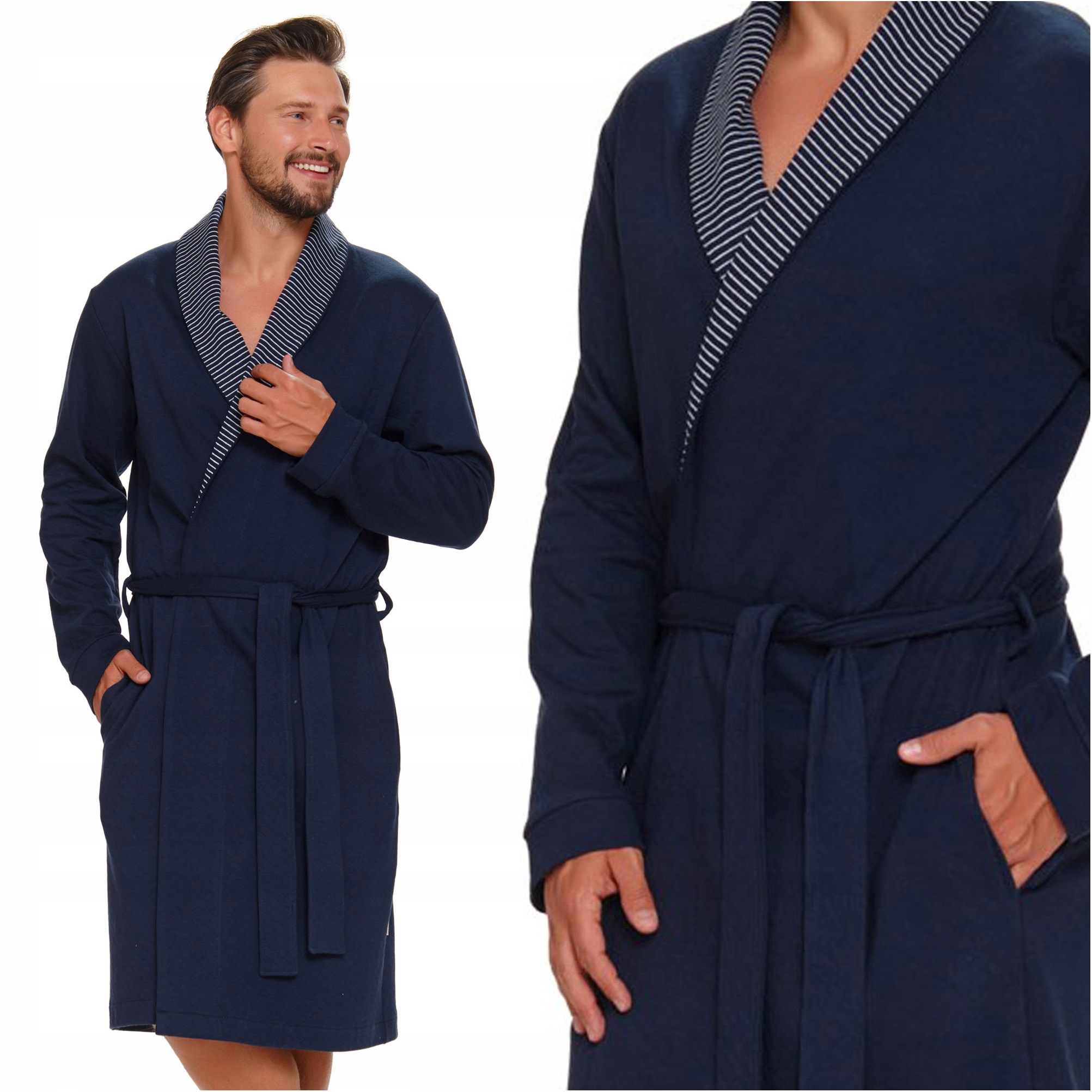 Szlafrok męski Doctor Nap 5283 navy blue XXL
