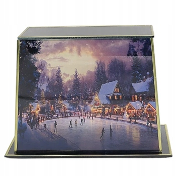 Lampion Panorama Skleněný Vánoční Zimní Čas na Led Náplň Náhrobní LL77