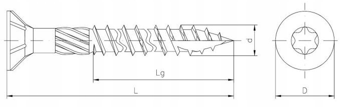 Wkręty do drewna łeb stożkowy 3,5x30 TORX /100szt Marka Azmet
