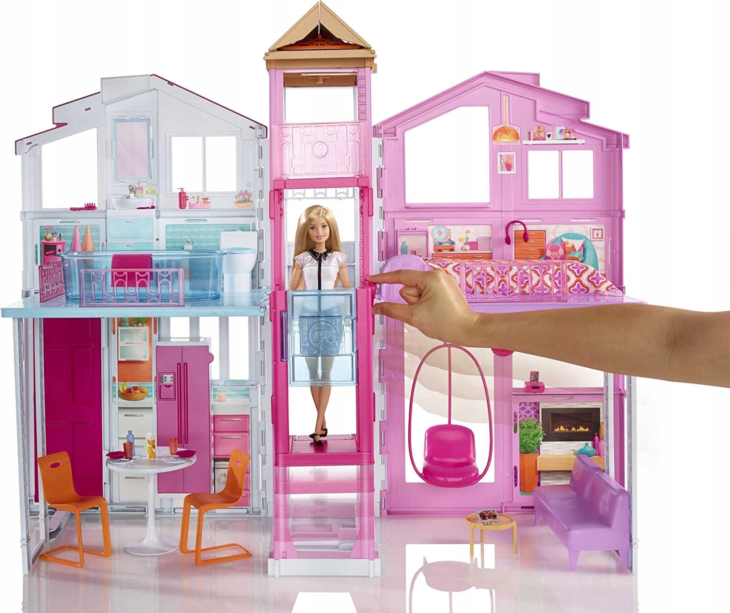 BARBIE DLY32 Piętrowy domek dla lalek, winda GNH53 Marka Barbie