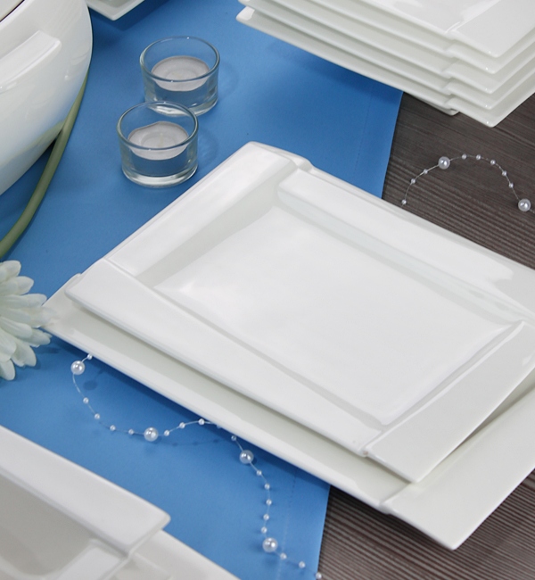 AMBITION KUBIKO PÓŁMISEK 30,5 CM TALERZ PORCELANA Kolor biały