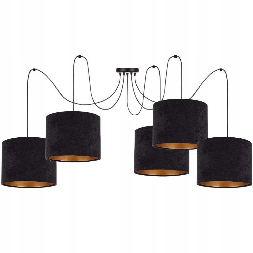 Závesná Stropná Lampa Loft Spider Led Pavúk Farba E27 Tienidlo Velúr Zlato