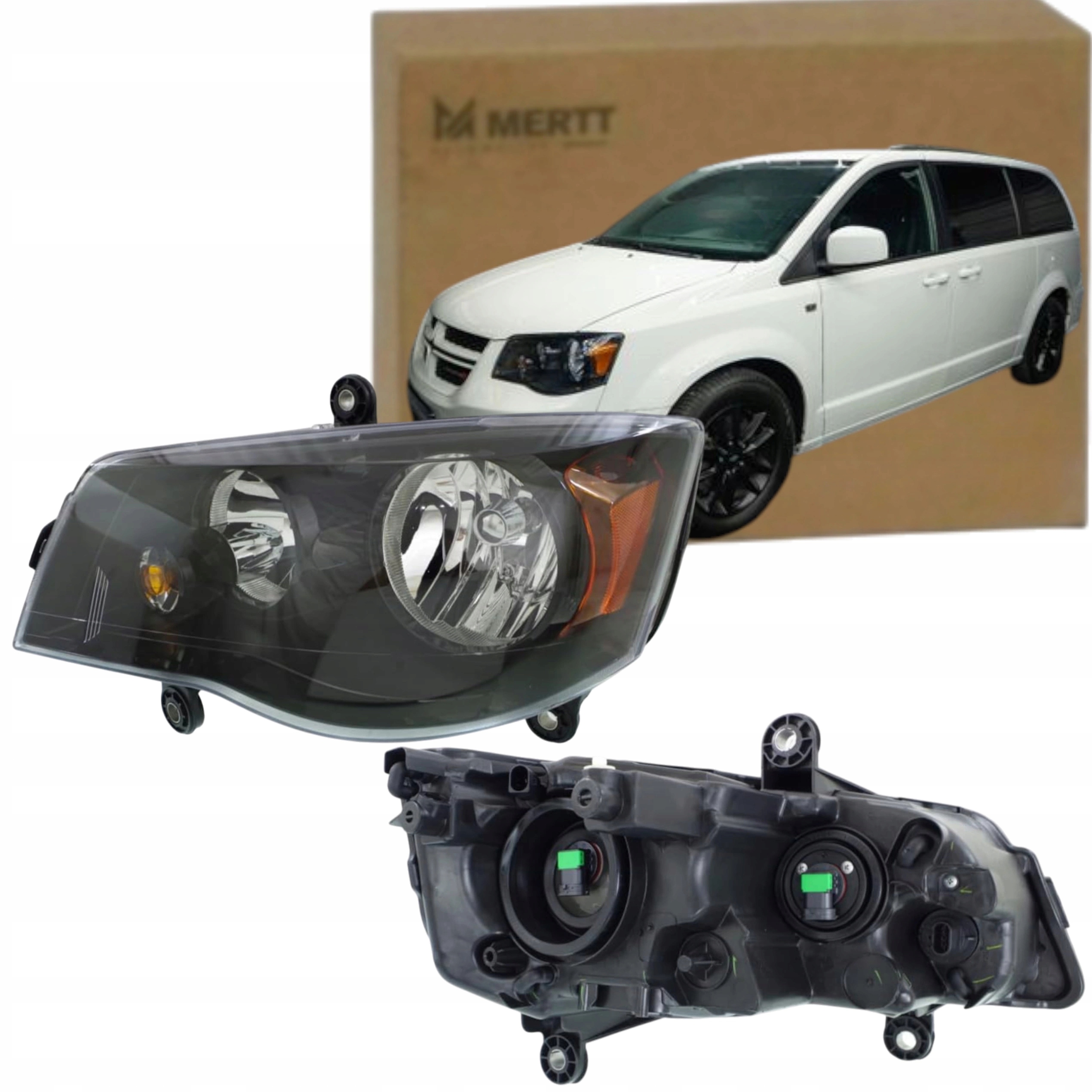 Světlomet Světlo Přední Černá Levá 68206501AA Dodge Grand Caravan 2008-2016