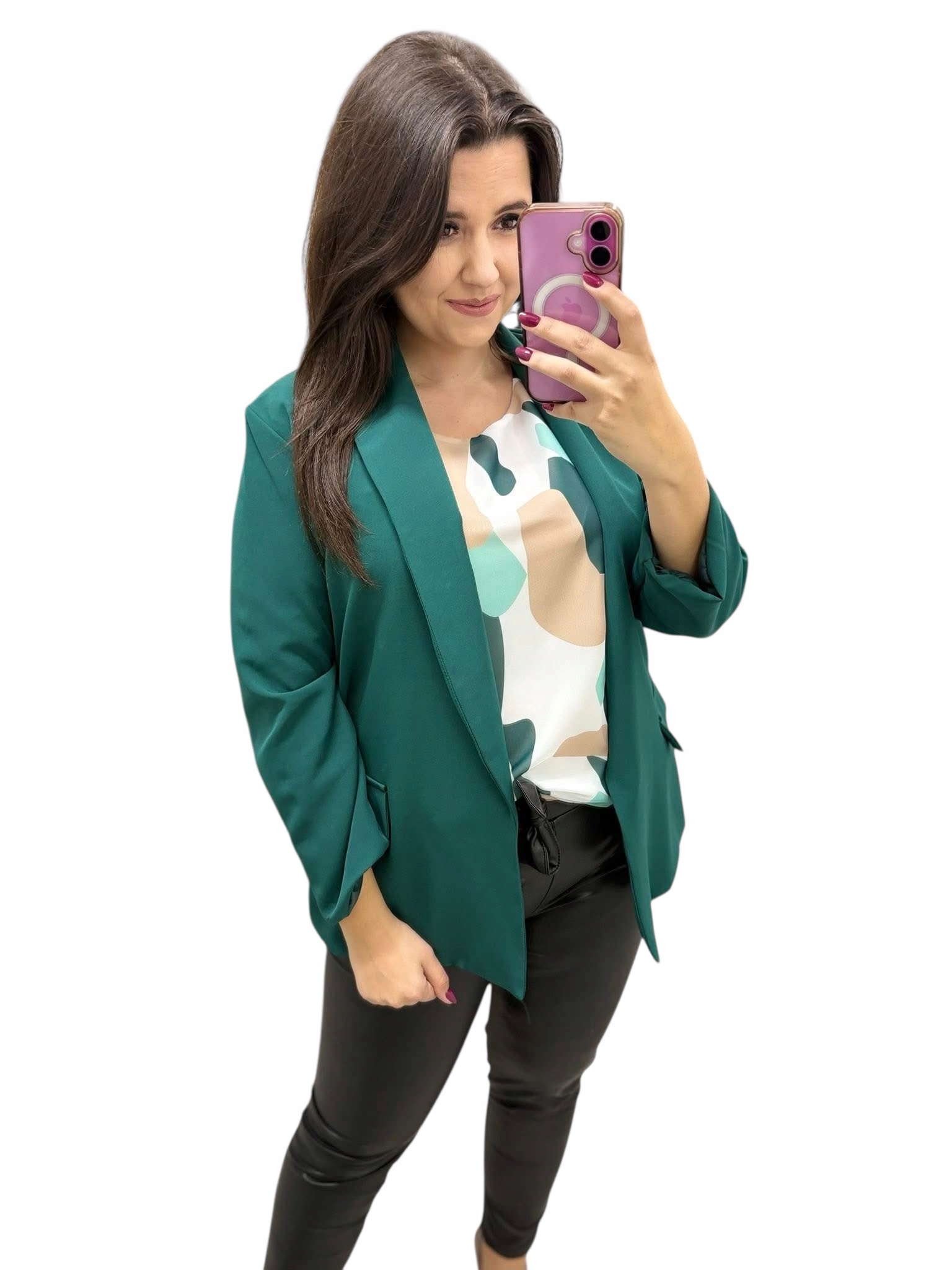 Elegantní sako, lahvově zelená barva Plus Size velikost 52