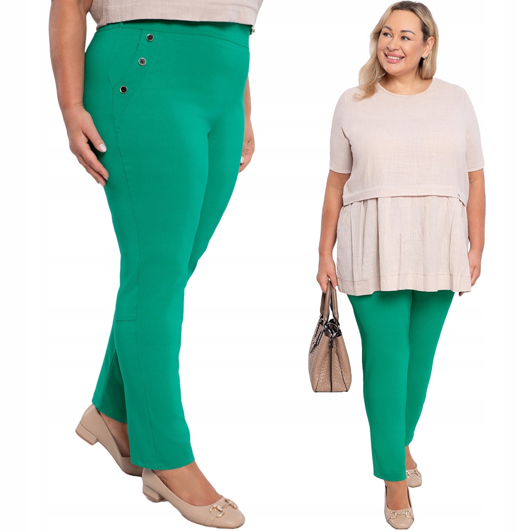 Zelené kalhoty s ozdobnými kapsami 50/52