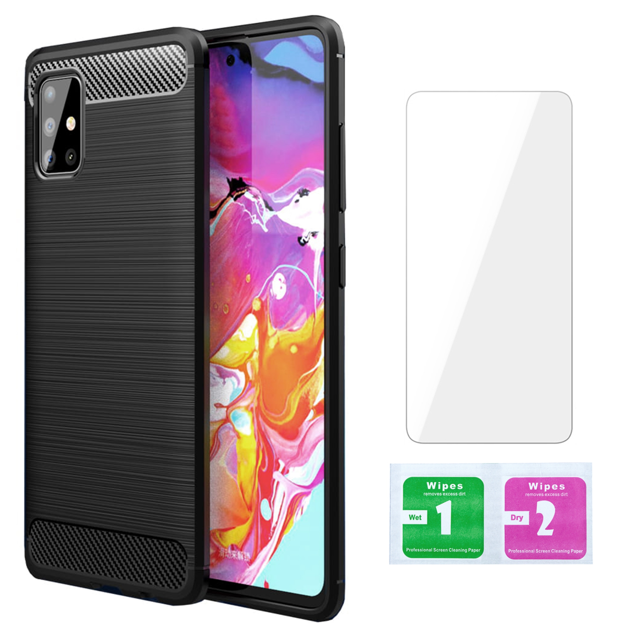 

Etui Pancerne Karbon do Samsung A71 Szkło