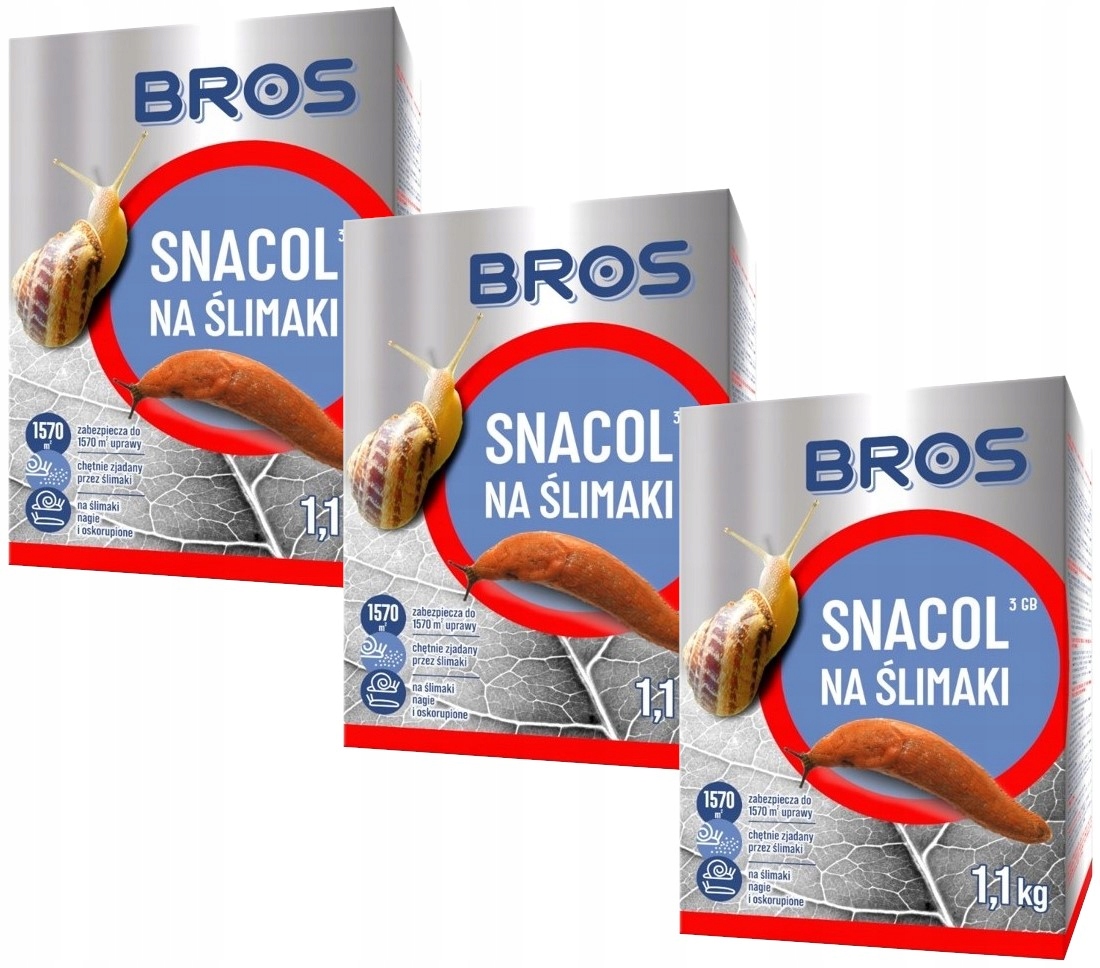 Bros Snacol 3GB środek trutka na ślimaki Mocny 1,1 kg x 3 sztuki