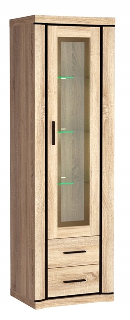 Kredens do salonu wąska witryna DALLAS D16 z LED