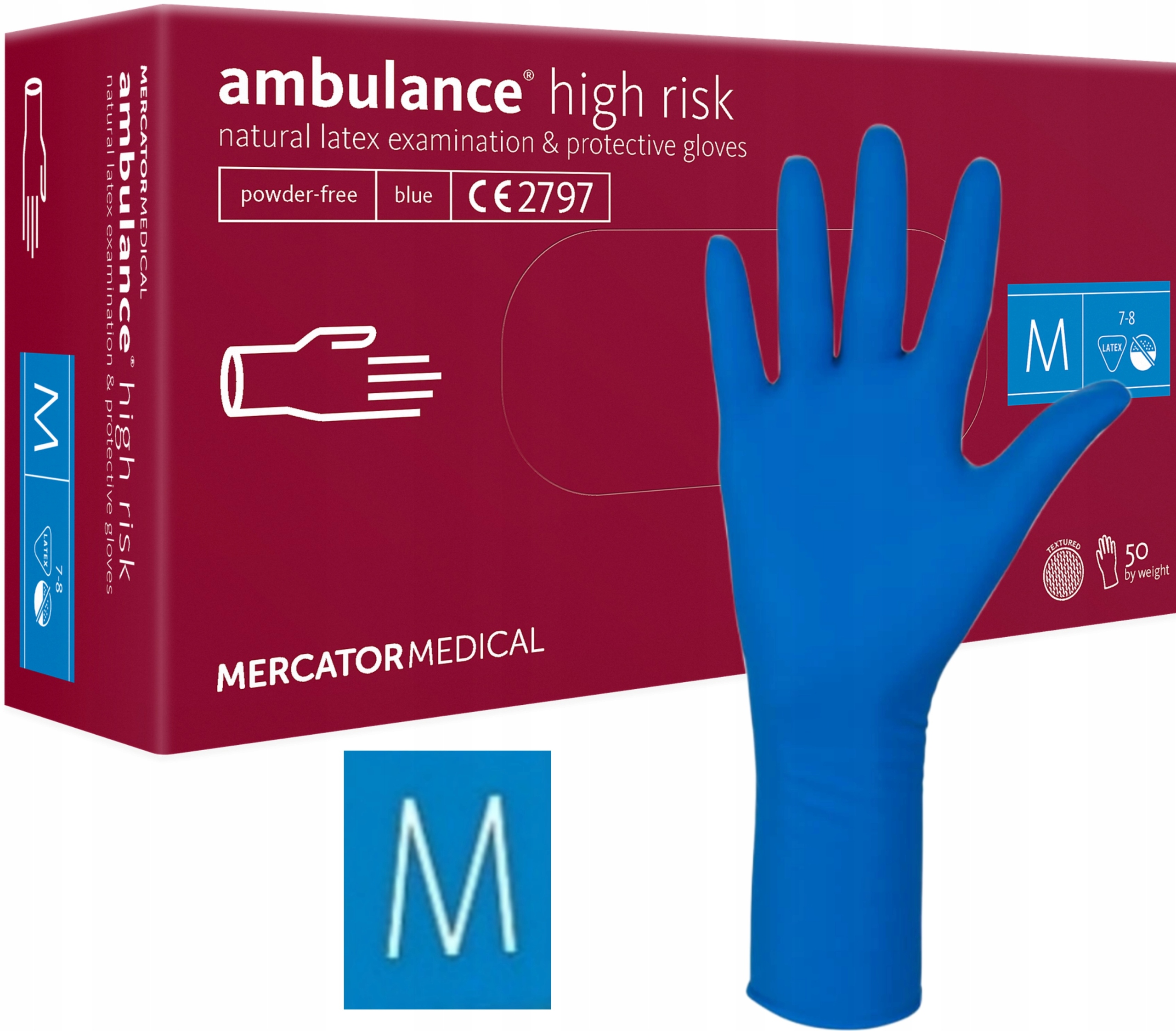 

Rękawiczki lateksowe grube Ambulance High Risk M