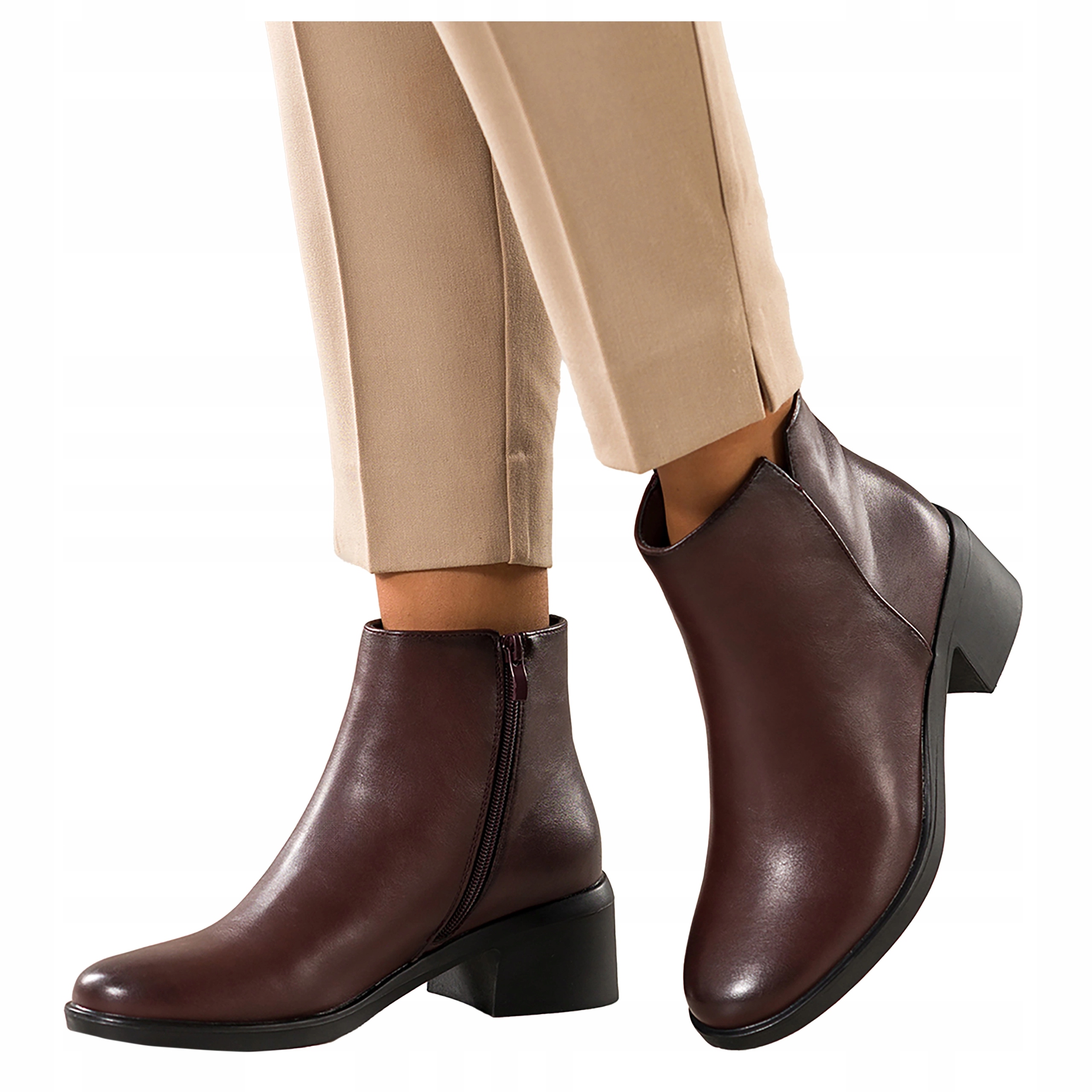 Bordó dámské kotníkové boty Pohodlné Široký Nízký kotník Rozříznutý Svršek velikost 40