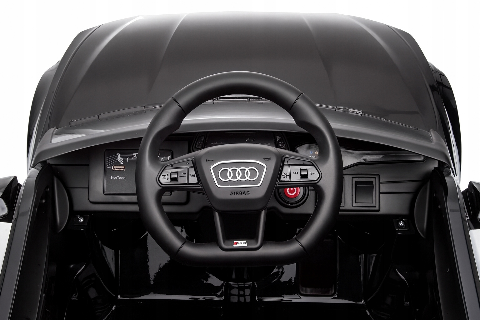 Auto akumulator 4x4 100W skóra pilot EVA samochód dzieci AUDI RS6 czarny