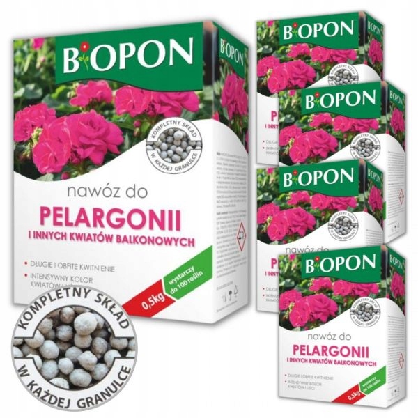 

Nawóz do pelargonii i innych kwiatów Bopon 500g x5