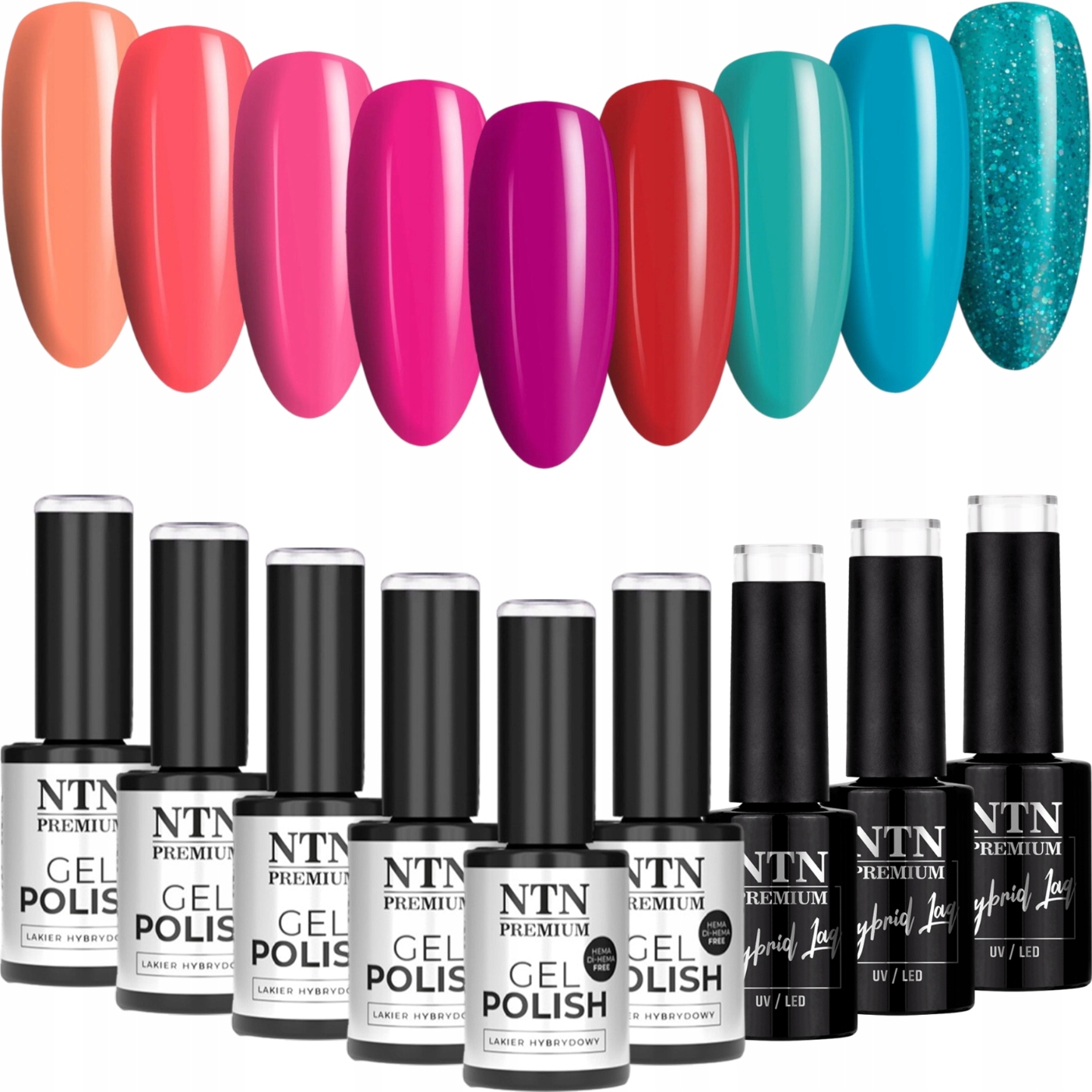 9x Lakier Hybrydowy Ntn 5g Design Your Style Zestaw 9w1 Nasycone