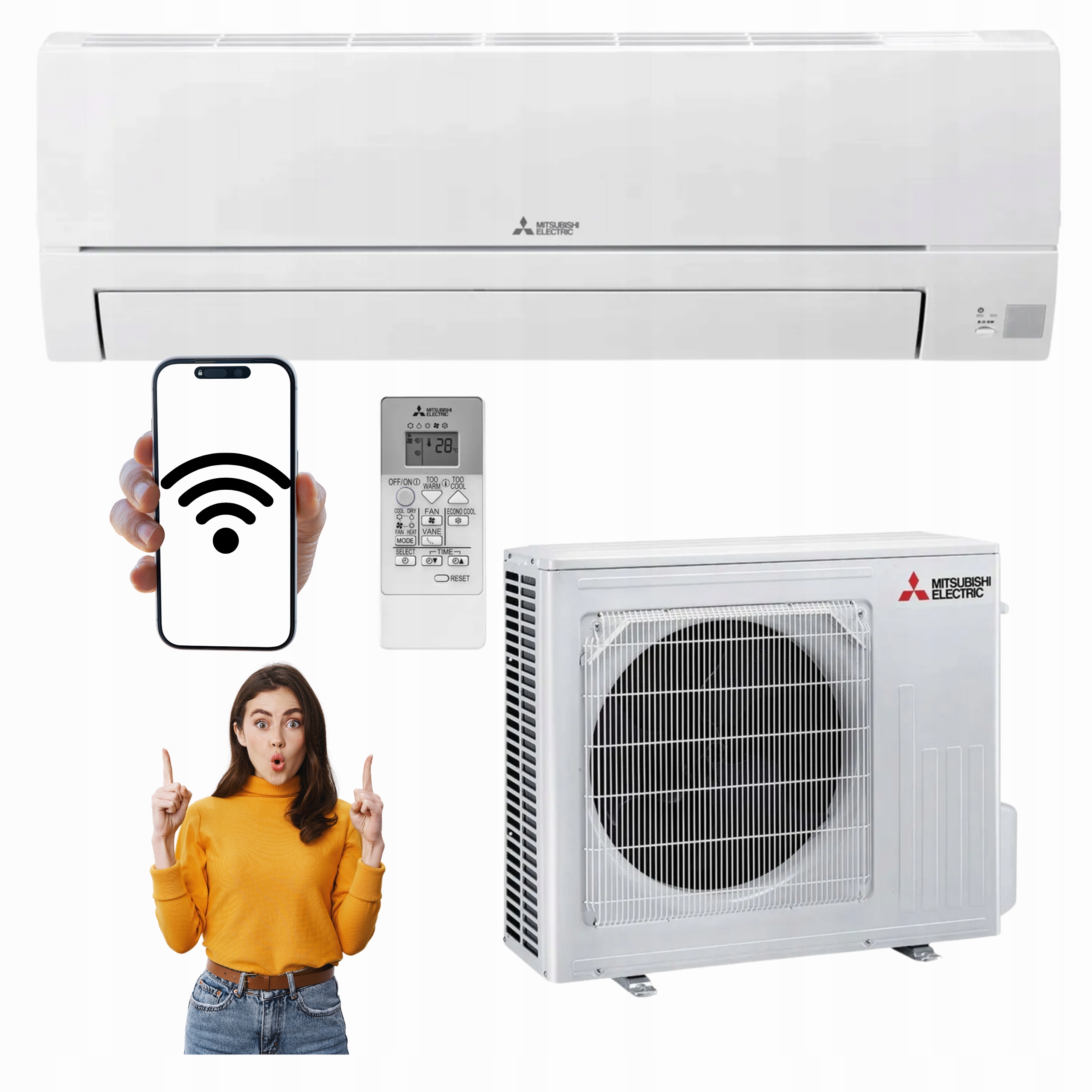 Nástenný klimatizátor Mitsubishi HR50 50 m2 Wifi Výkonná Domáca Klimatizácia