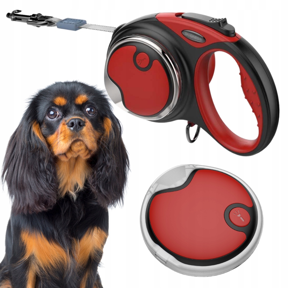 Smycz Dla Psa automatyczna Taśma zwijana 4m do 20kg Dogness M Latarka Led