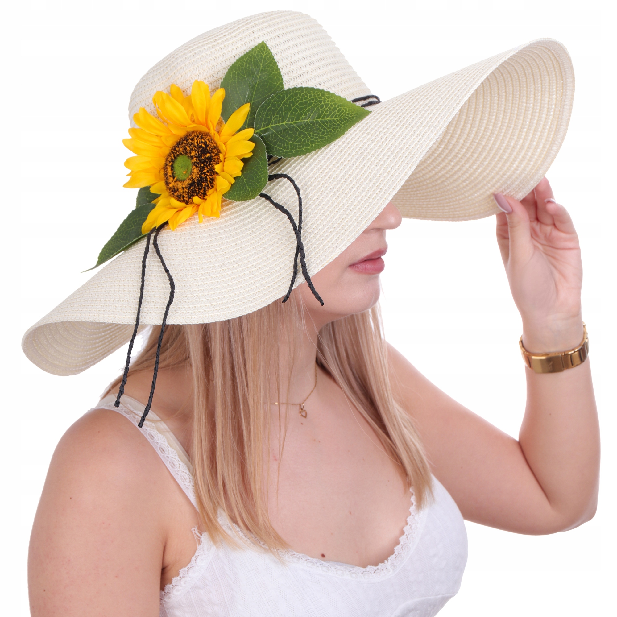 Kapelusz damski letni plażowy słomkowy Rozmiar (obwód głowy w cm) 57