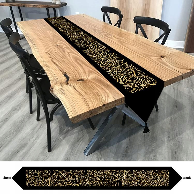 Vyšívací sada-Běhoun šerpa s monsterou-černá