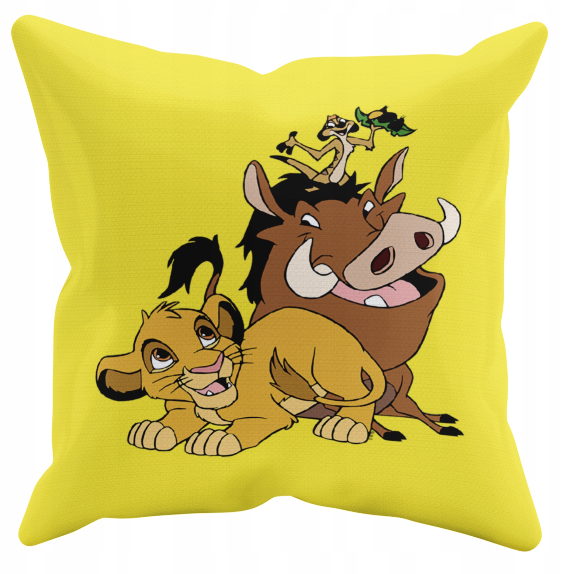 POSZEWKA NA PODUSZKĘ JAŚKA DO PRZEDSZKOLA TIMON PUMBA + IMIĘ GRATIS Kolor dominujący odcienie żółtego i złota