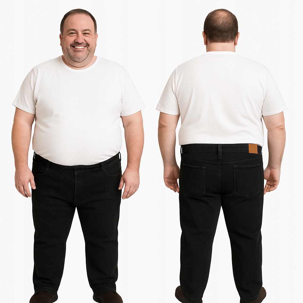 vel.46 Pánské kalhoty Jeansy klasické černé Takeo Plus Size