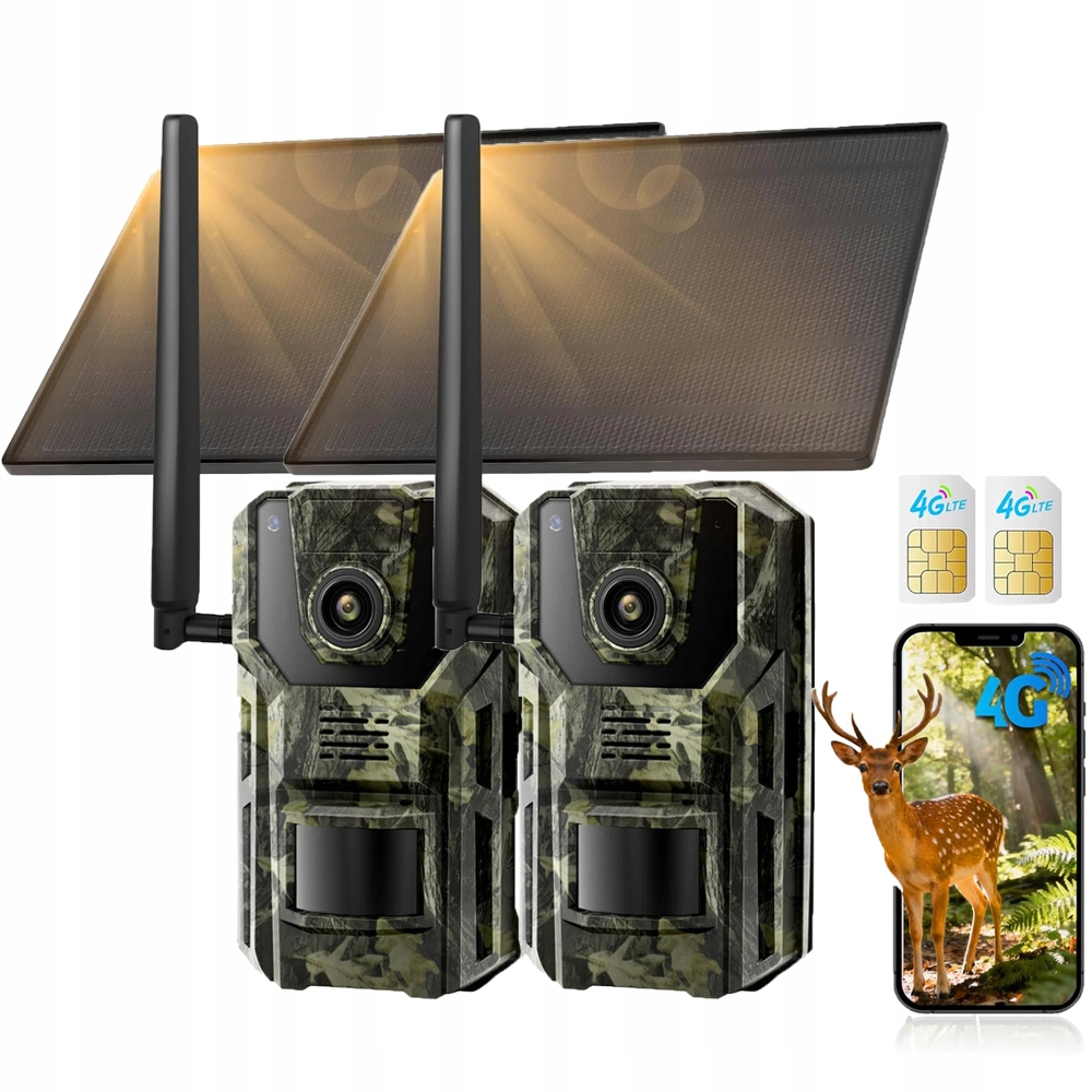 2 kusy 4G/LTE Kamera Trail Pro Lesní Rybolov S Sim Kartou Solární Kamera