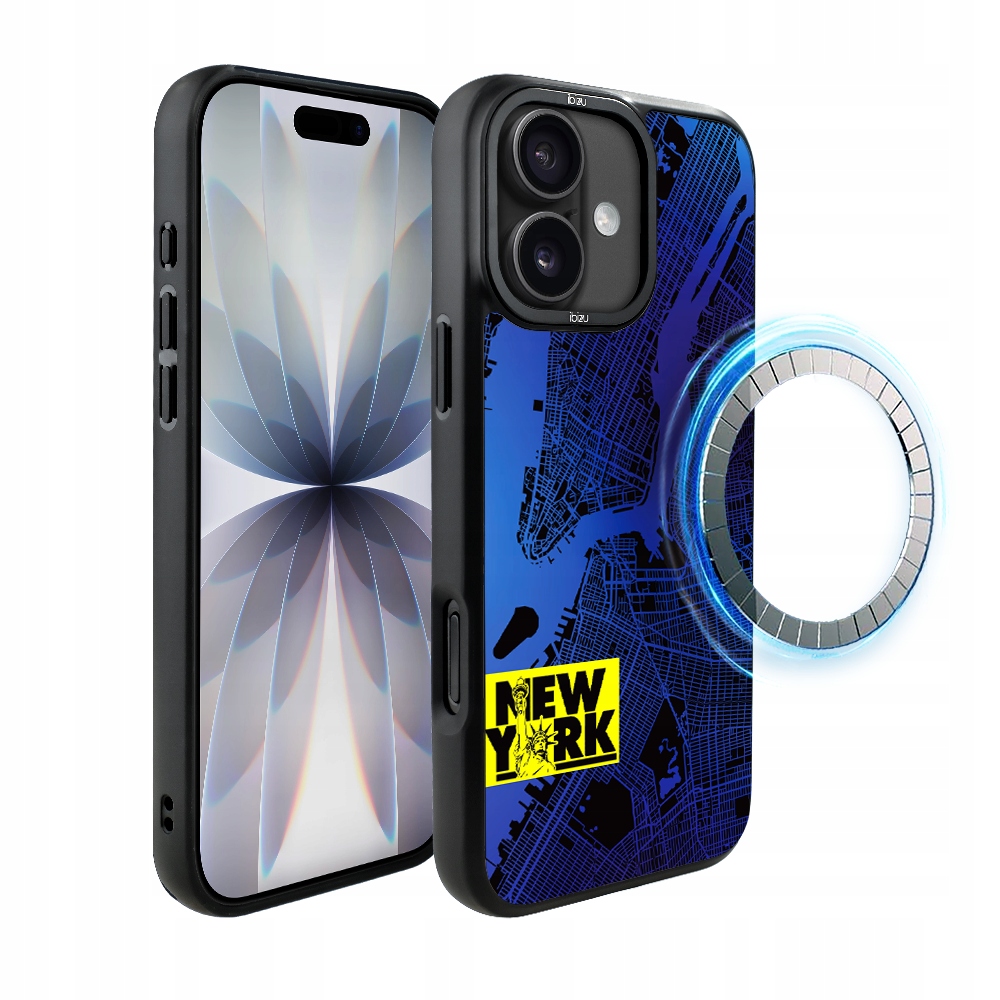 Pouzdro pro iPhone 17 Ibizu DropGuard Matt s MagSafe, mapa světa, New York