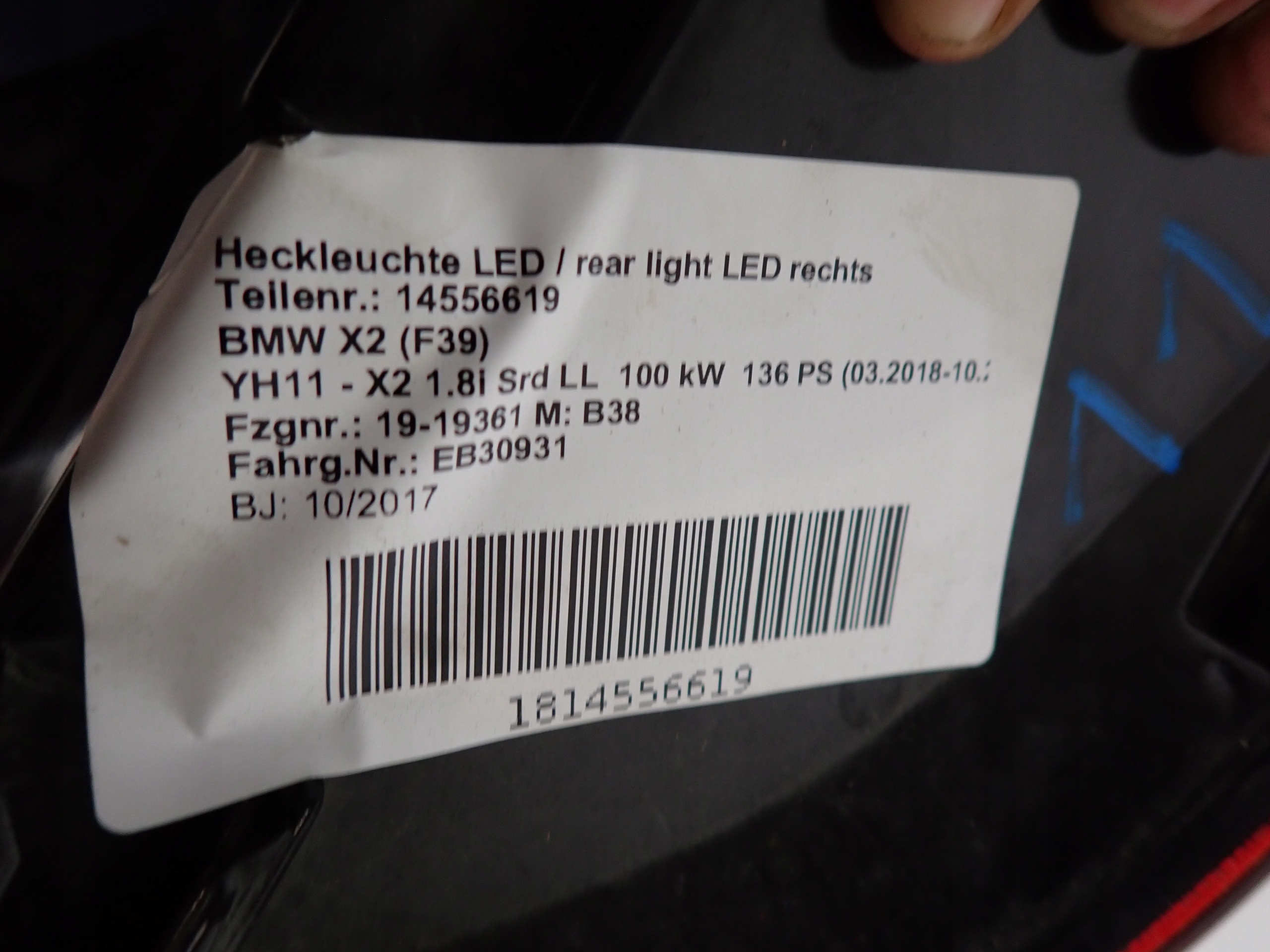 BMW X2 F39 17- light right rear part rear