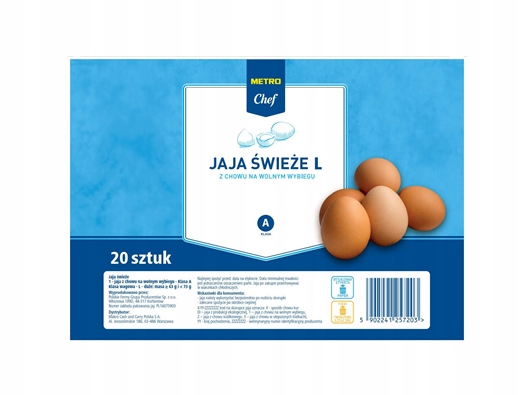 Levně Metro Chef Čerstvá vejce L z chovu ve volném výběhu, 20 kusů