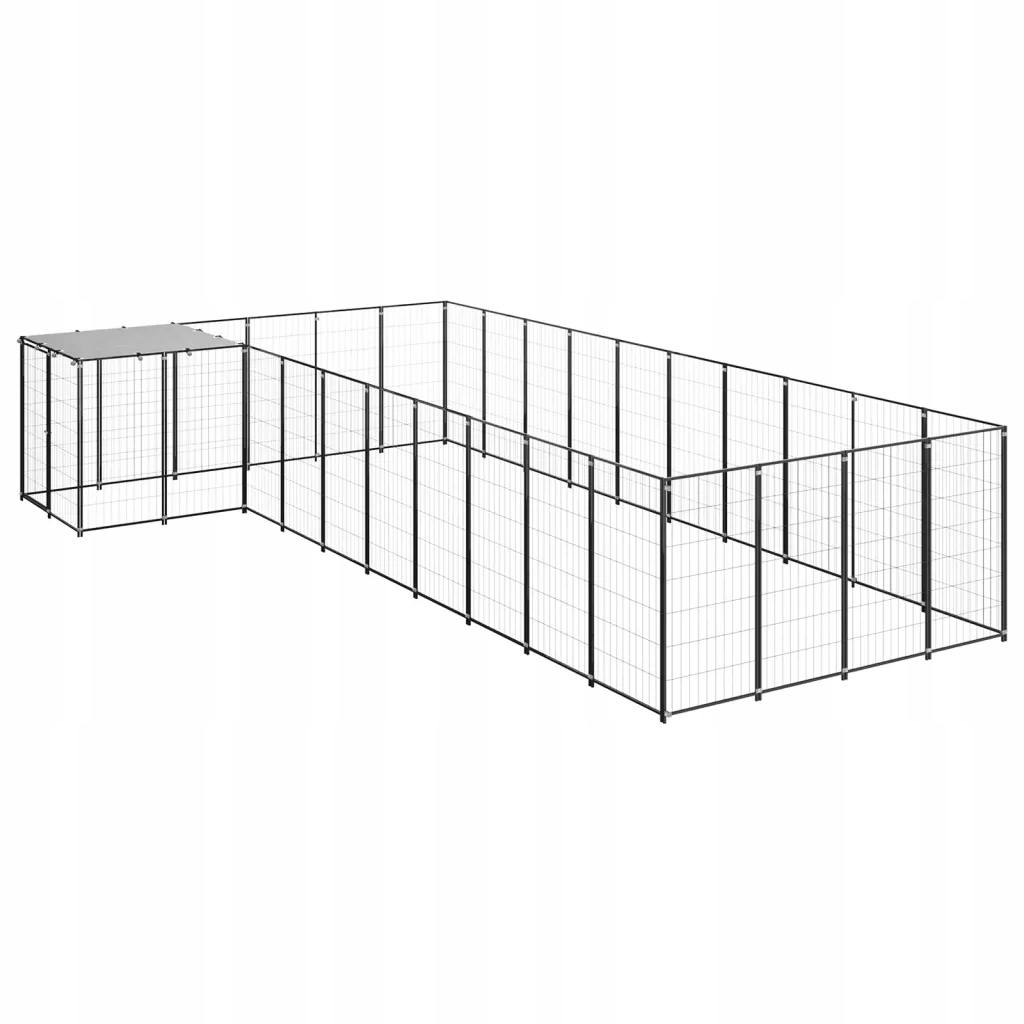 Levně Kotec pro psa, černá, 13,31 m², ocelová