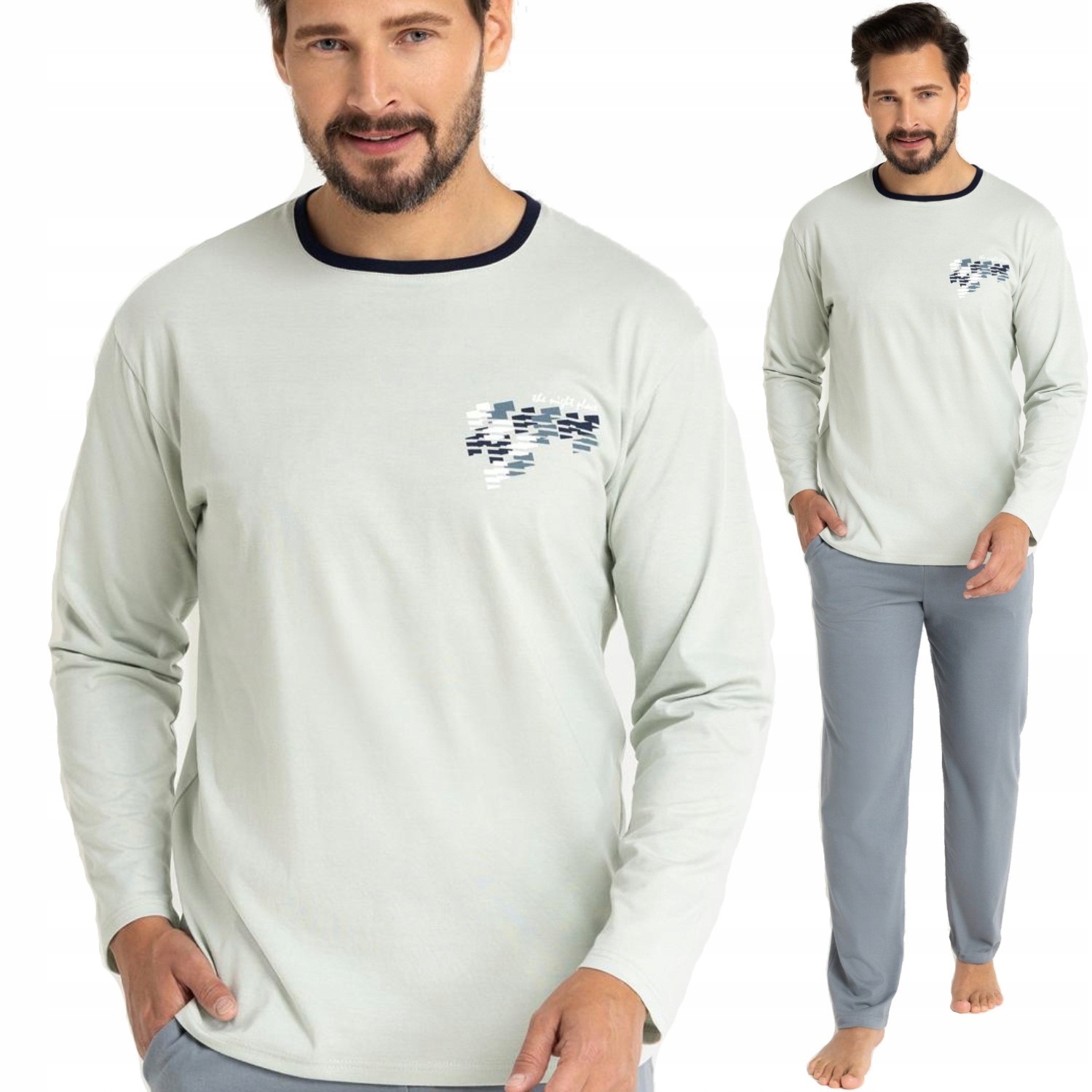 Regina pánské pyžamo s dlouhým rukávem 484 zelené kapsy XXL