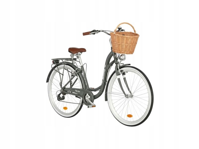 Rower miejski Indiana Moena A7ZP 28 cali Deli Szary Koszyk wiklinowy