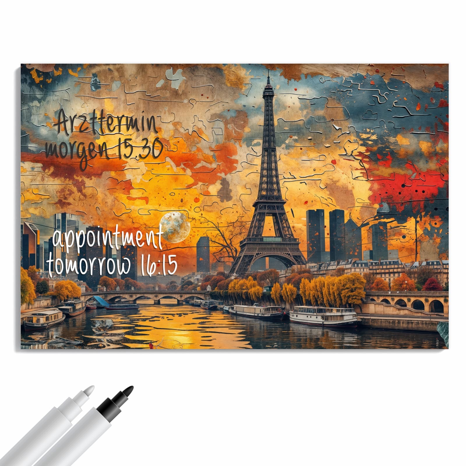 Magnetická tabule Wieža Eiffla Panorama města 90 × 60 cm