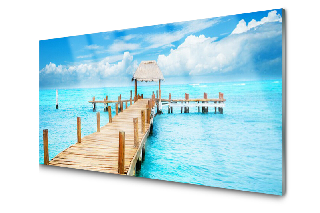 

Panel szklany dekor Most Morze 120x60 + Klej