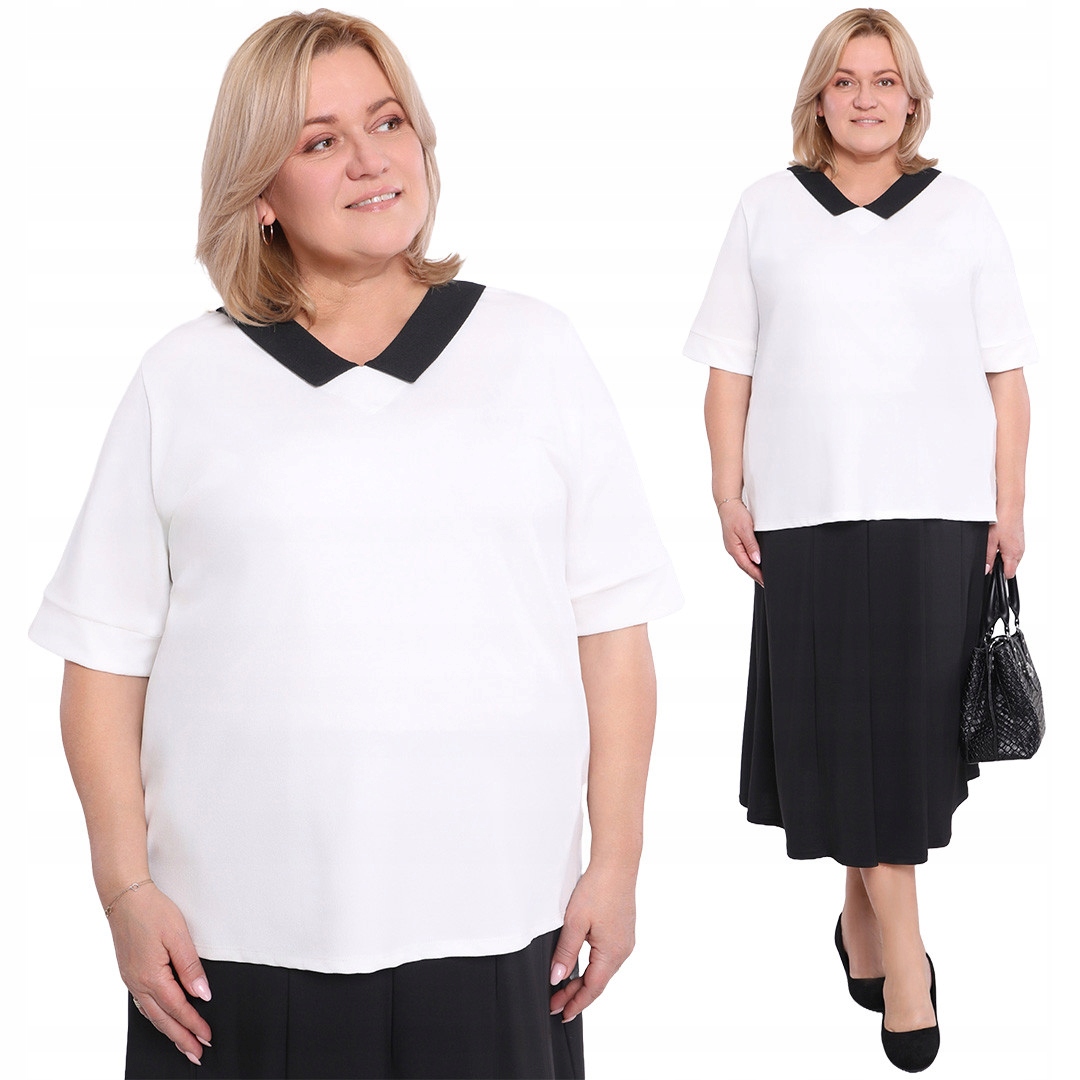 Bílá halenka s černým límcem 48/50
