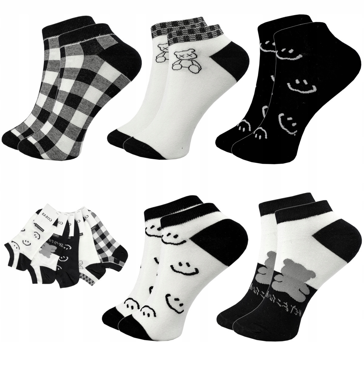 

5PAR Stopki Damskie Kolorowe Bawełna Premium Socks