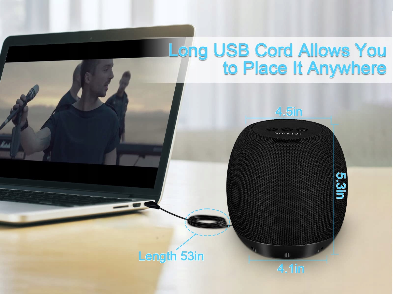 YYV Głośniki Komputerowe USB Stereo Dźwięk Bas Plug and Play — miniatura 5