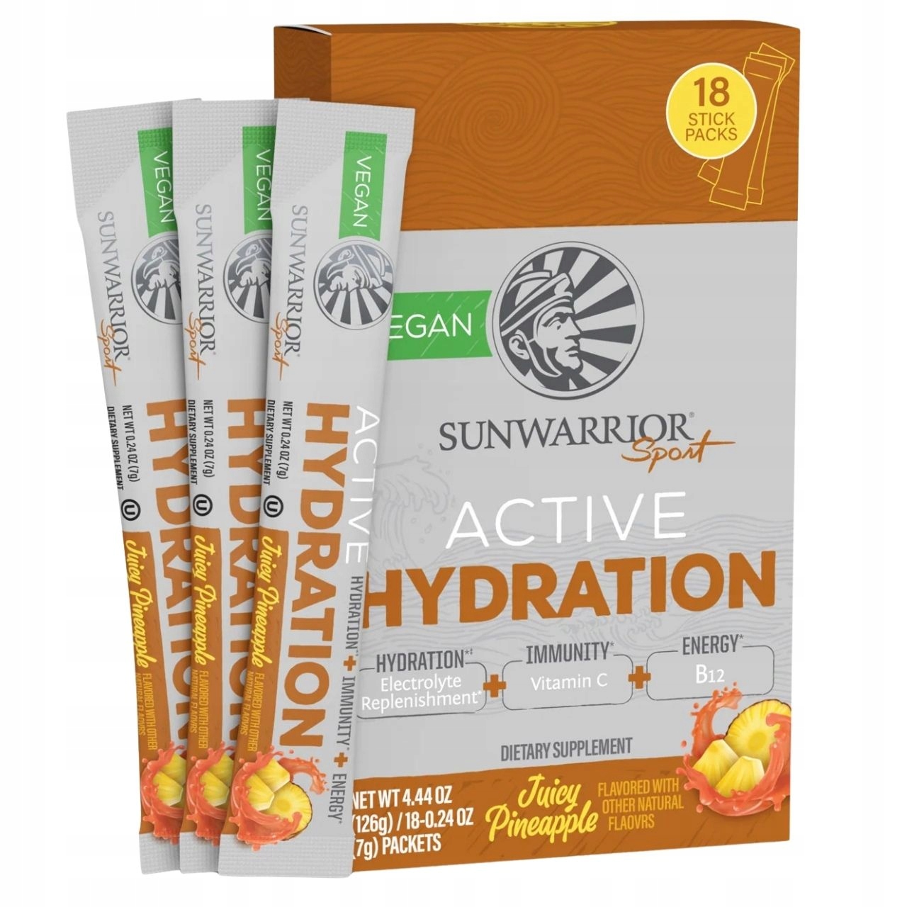 Elektrolyty Sunwarrior Warrior Active Hydration Šťavnatý ananas 18 kusů