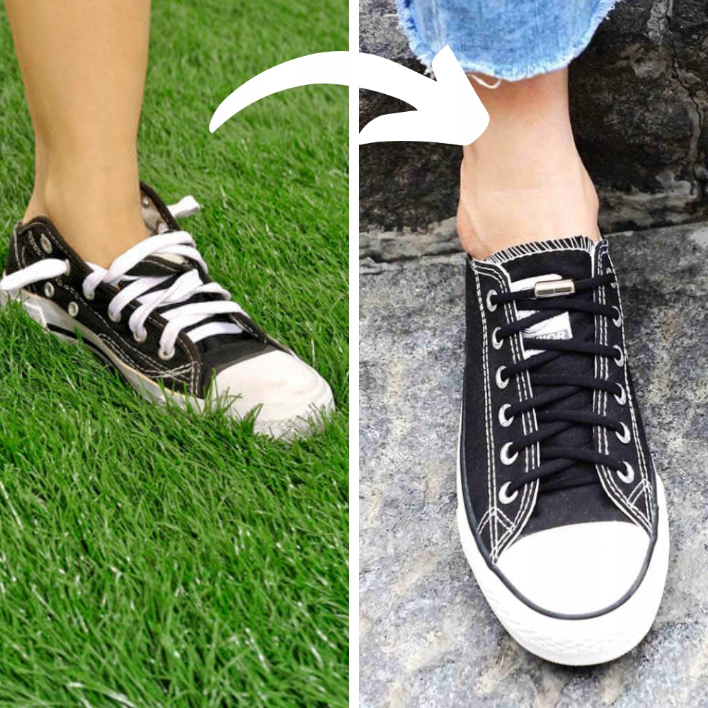 Sznurowadła Bez Wiązania ELASTYCZNE czarne Model Sznurowadła