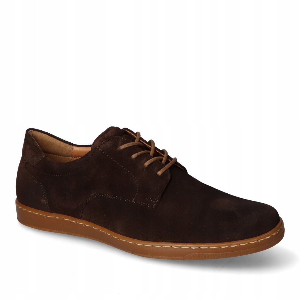 Módní pánské polobotky Pan 1772 Hnědé kožené semišové 41