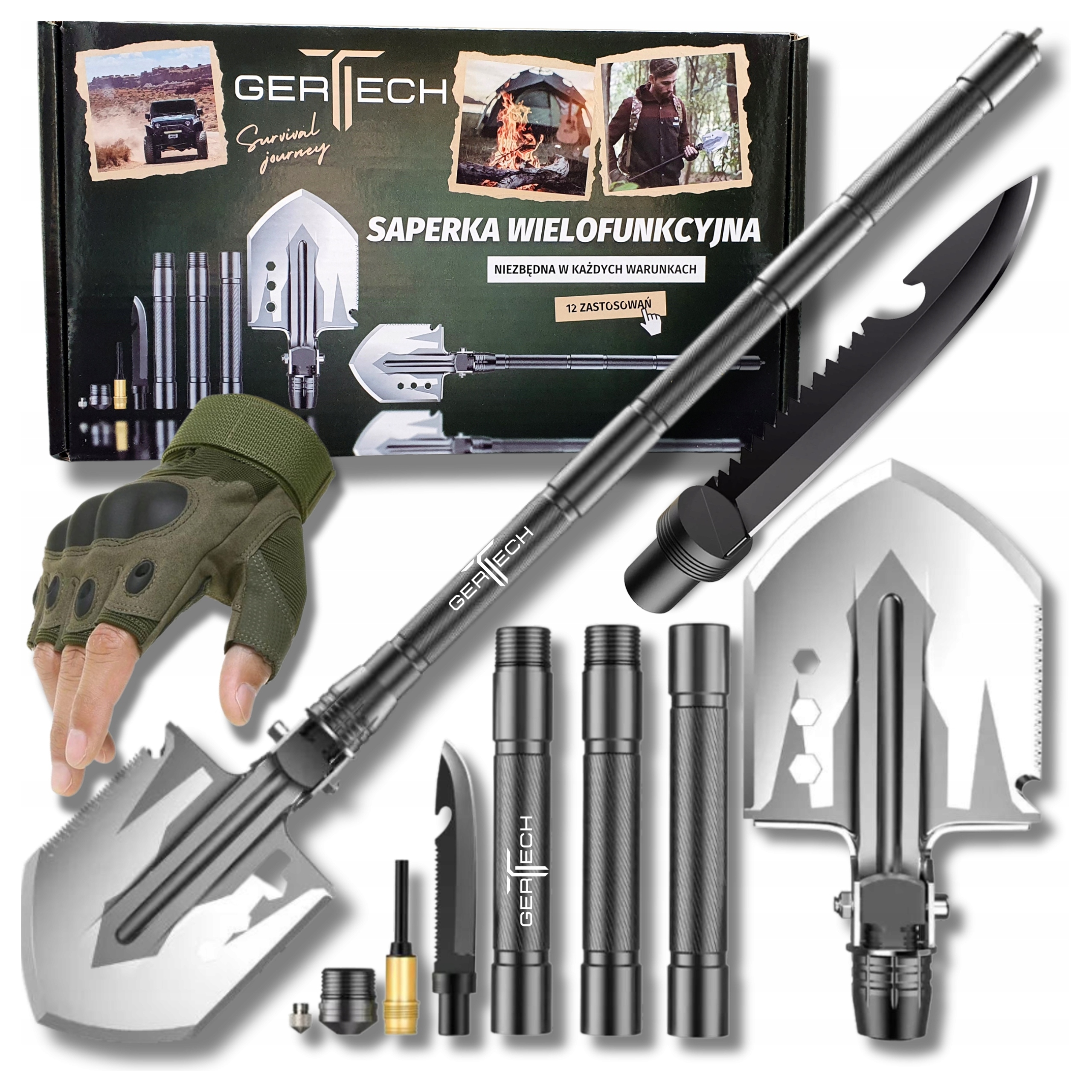 Saperka Składana Wojskowa Łopata Wielofunkcyjna 16W1 Taktyczna