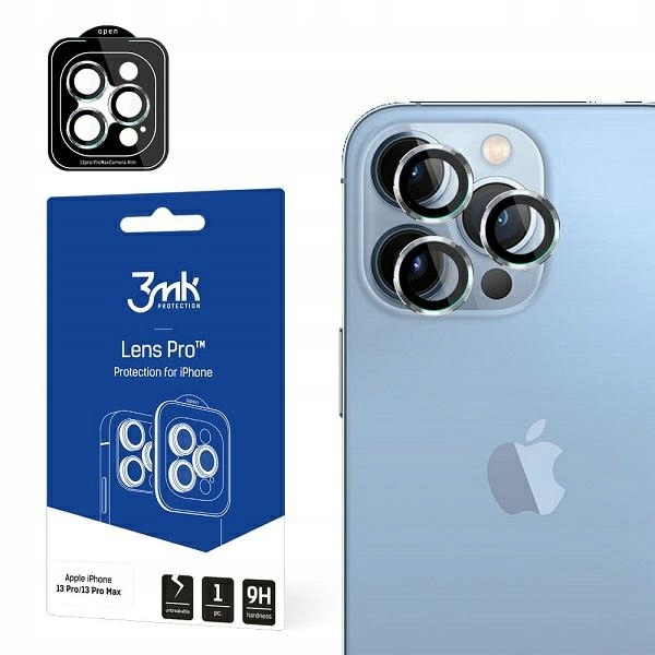 Ochrona obiektywu 3MK do iPhone 13 Pro 13 Pro Max srebrna z aplikatorem
