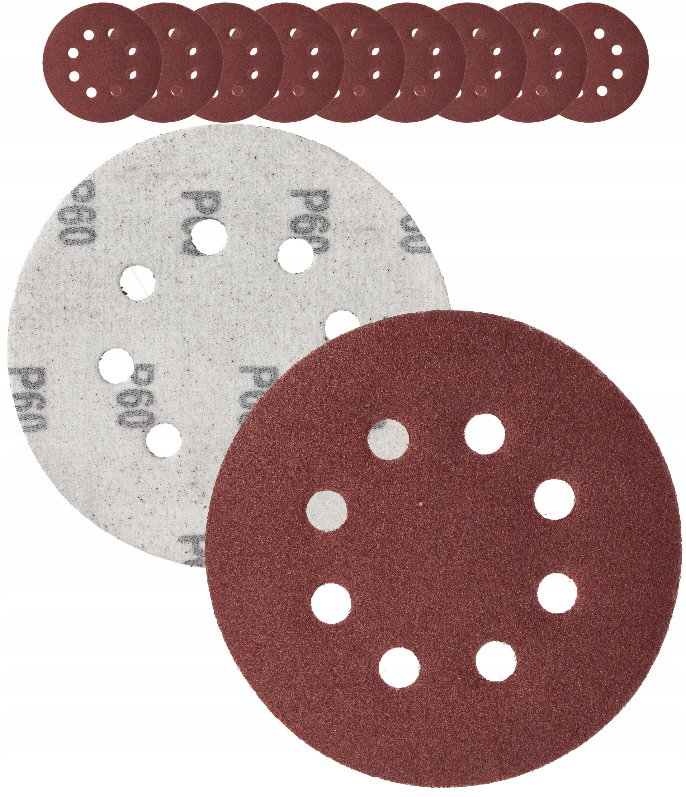 Papier Ścierny Na Rzep 125 Do Szlifierki Oscylacyjnej Krążki Otwory P60 x10