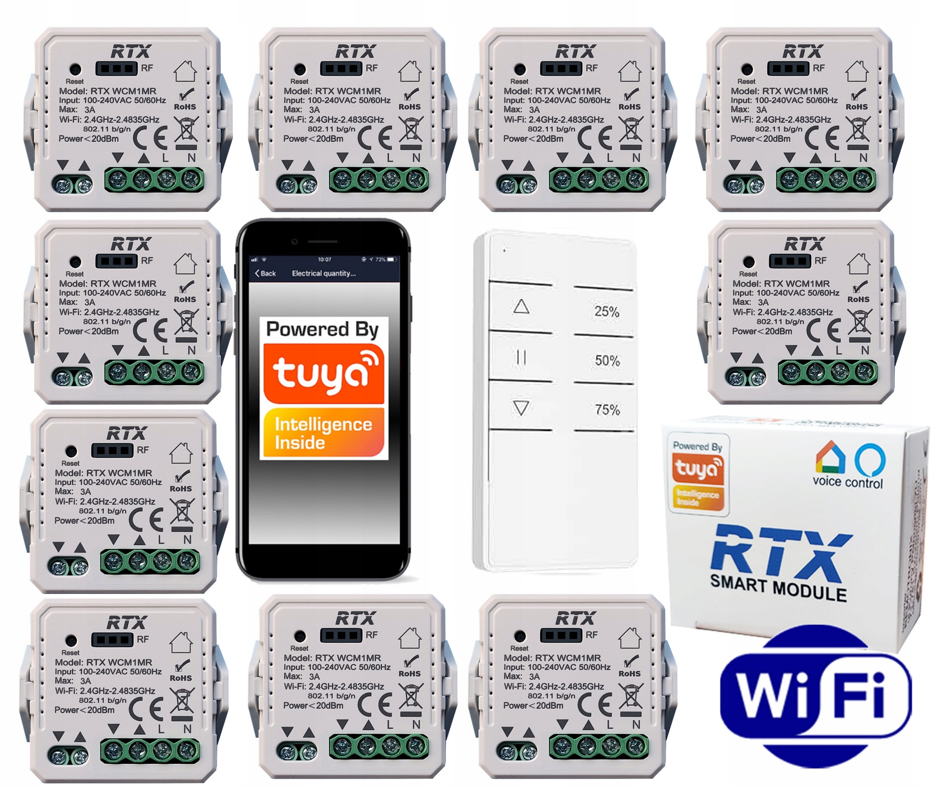 Sada 10x Roletový ovládač Tuya WiFi Pilot Rfr-cm Zadarmo