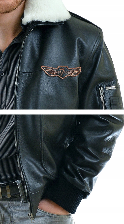 KURTKA SKÓRZANA MĘSKA BOMBERKA PILOTKA CHEŁMEK Rozmiar XXL