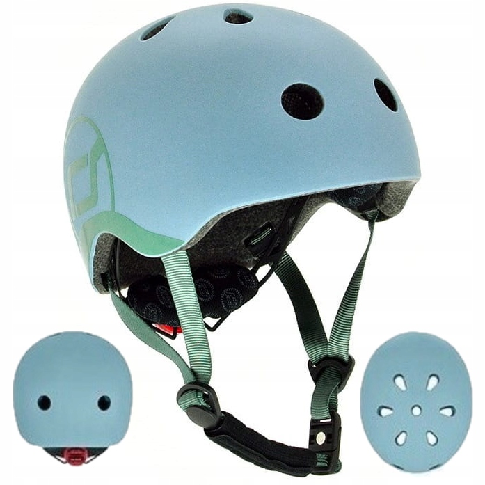 SCOOTANDRIDE KASK Dla Dzieci Regulowany Lampka LED XXS-S Steel 1-5 L