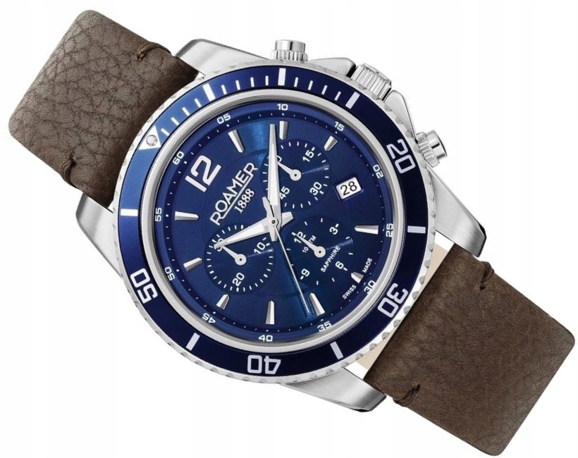 Švýcarské Pánské Hodinky Roamer 862837 41 45 02 Modré Chrono Na Opasku