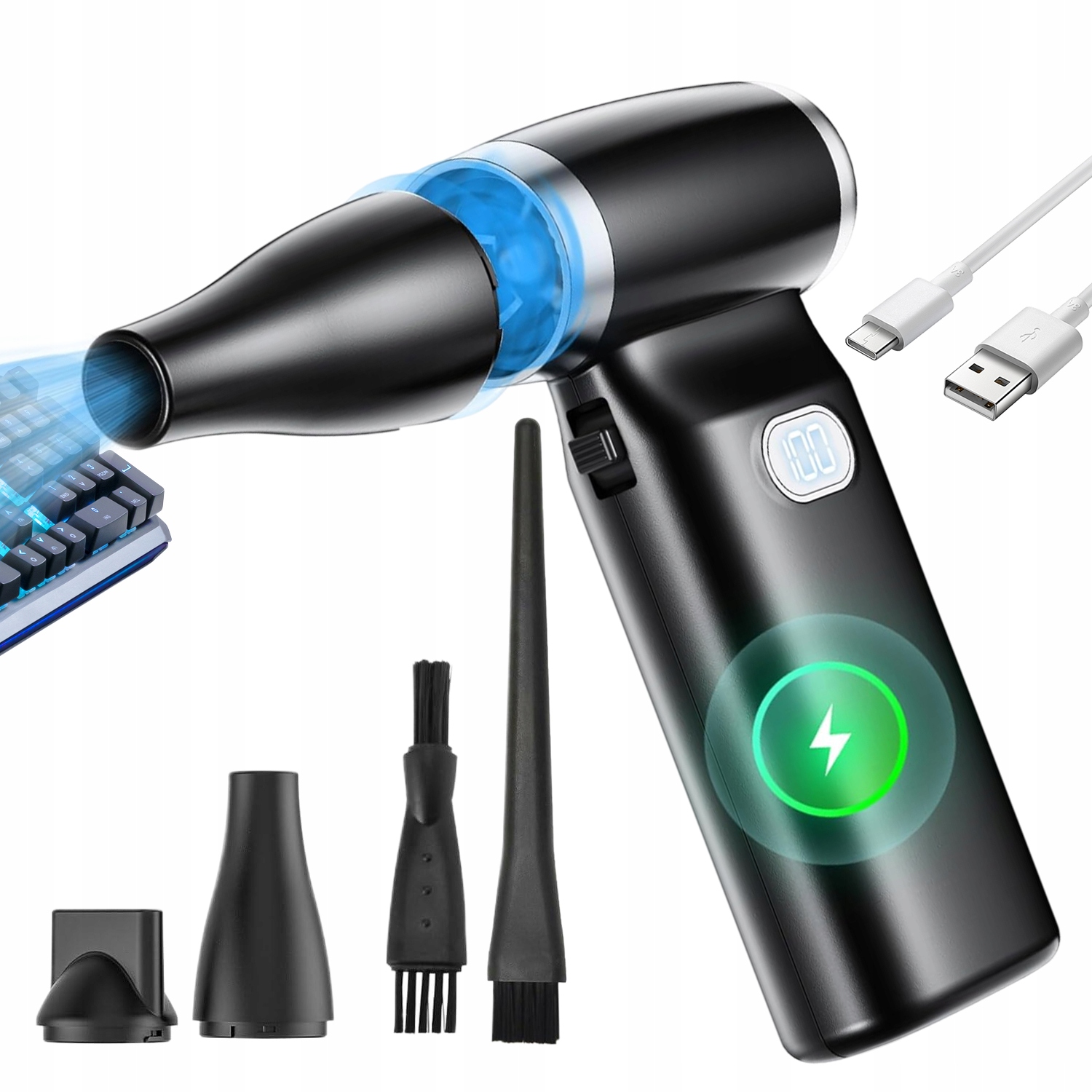 Mini Foukač Turbo Air Duster Na Prach Listí Počítače Na Grilování 110000 ot/min