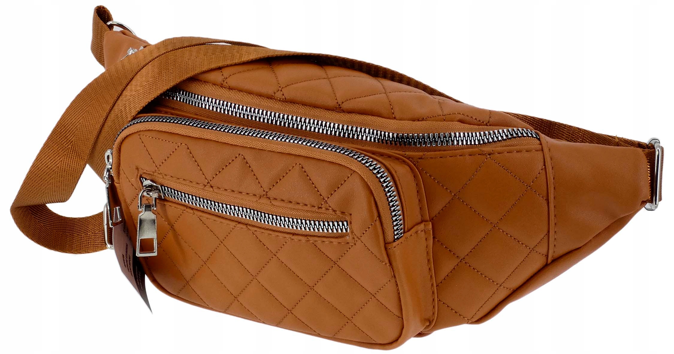 DAMSKA SASZETKA NERKA TOREBKA CROSSBODY BAG NA RAMIĘ BRĄZOWA PIKOWANA Stan opakowania oryginalne