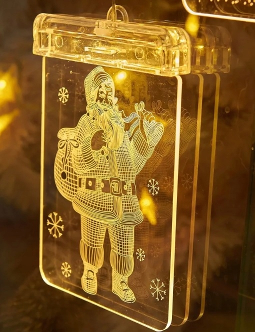 WITRAŻ LED 3D NA OKNO LAMPKI ŚWIĄTECZNE MIKOŁAJ Stan opakowania oryginalne